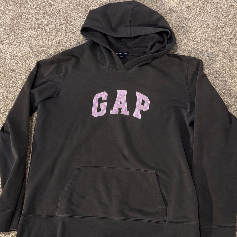 GAP Charcoal Hoodie with Light Pink Logo